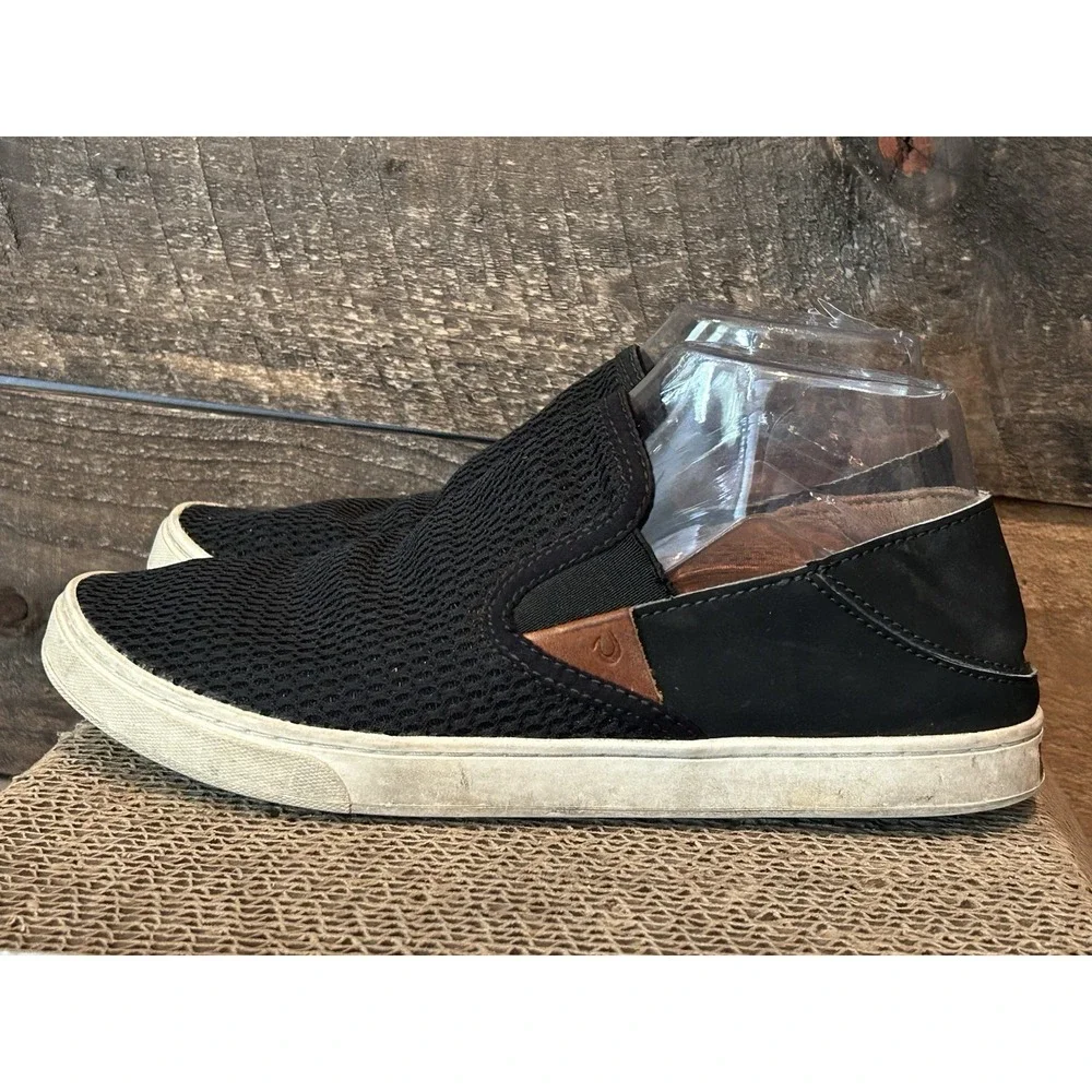 OLUKAI WOMEN'S PEHUEA SLIP‎ ON SHOE Breathable Knit Gray sz 8 US 38 EU Shoes
